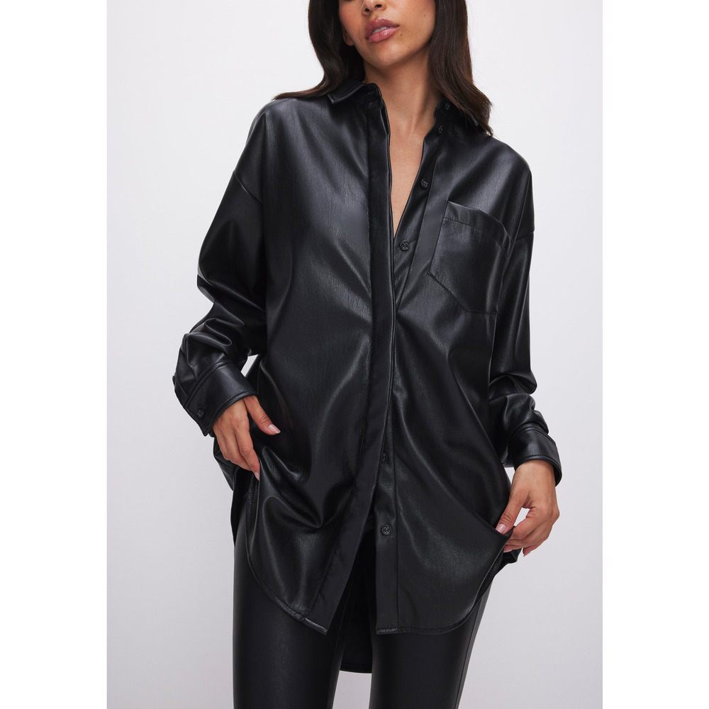 Good American Faux Leather Shirt Size XS